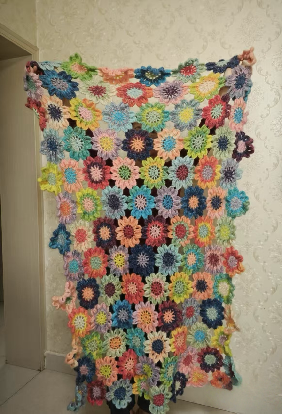 HandMade Crochet Blanket-blooming flowers