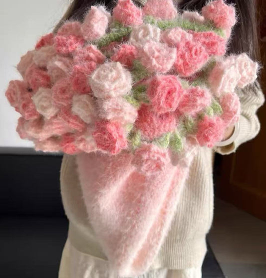Crochet Flower Bouquet Blanket, Handmade Crochet Rose Bouquet Blanket