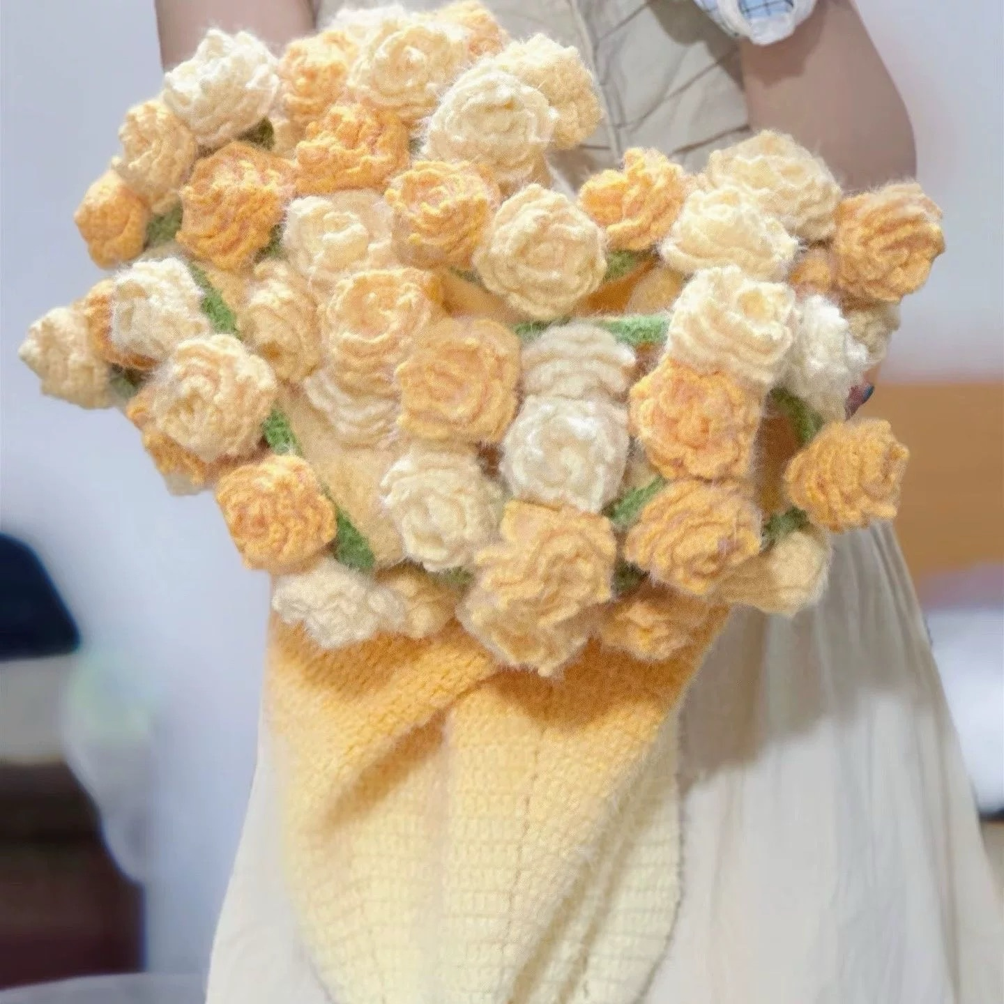 Crochet Flower Bouquet Blanket, Handmade Crochet Rose Bouquet Blanket