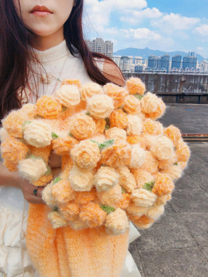 Crochet Flower Bouquet Blanket, Handmade Crochet Rose Bouquet Blanket