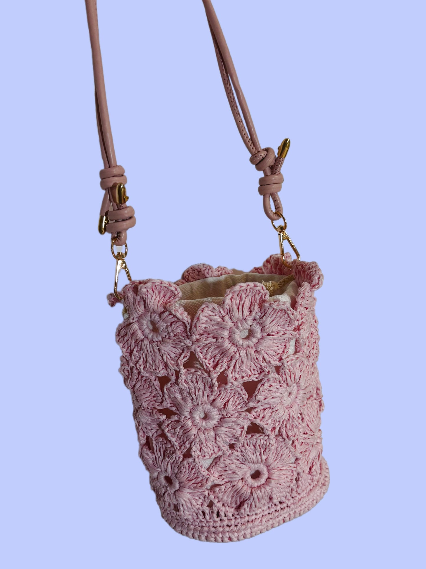 Raffia  flower crochet bag