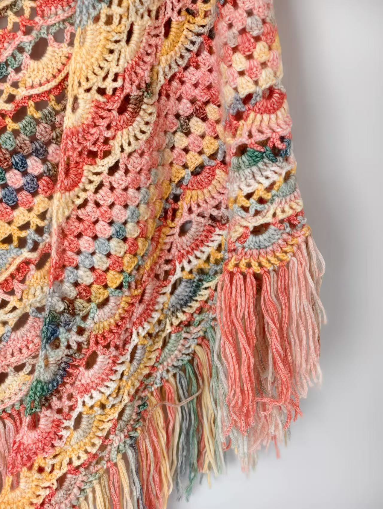 Crochet boho crochet shawl, handmade Variegated shawl