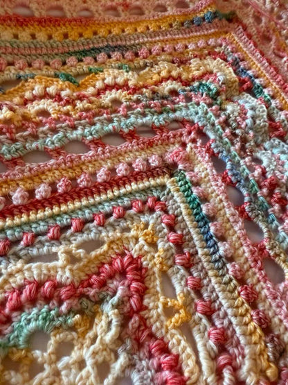 Crochet boho crochet shawl, handmade Variegated shawl