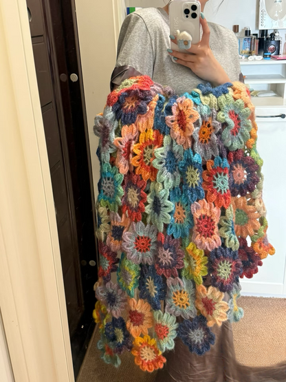 HandMade Crochet Blanket-blooming flowers