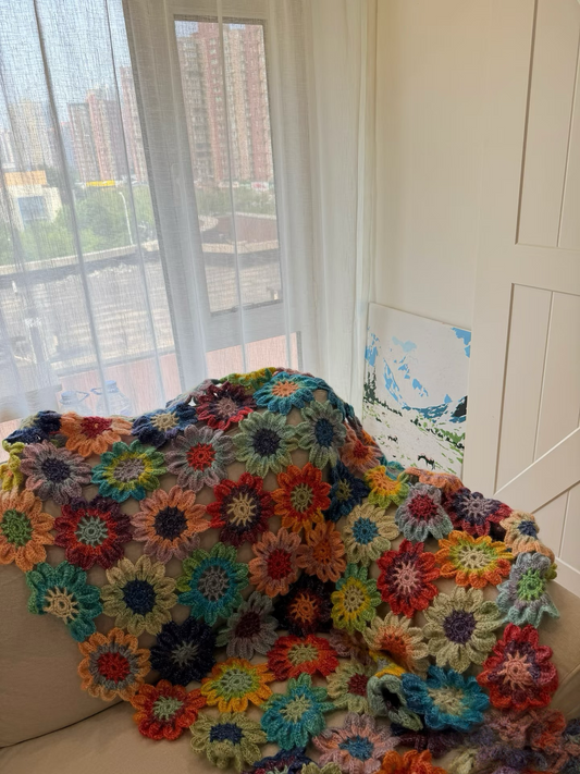 HandMade Crochet Blanket-blooming flowers